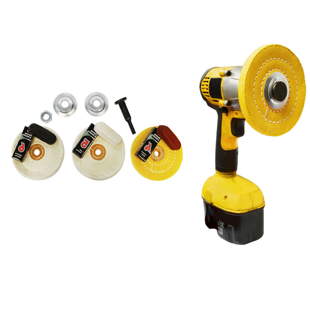 Drill Buffer Polishing Pads with Compound & Arbor Kit Cleaning & Finishing Set