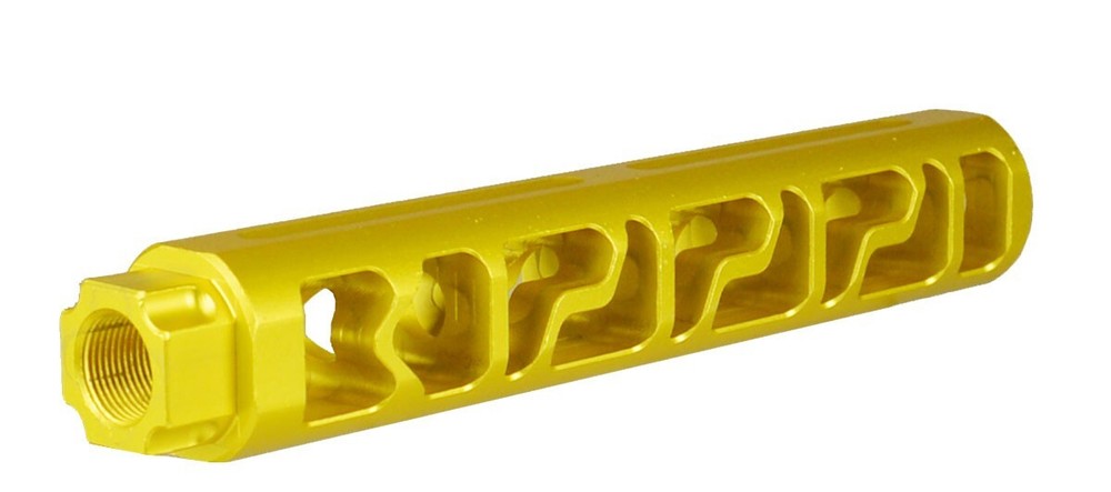 Gold 6" Solid PC Low Concussion 1/2x28 TPI Muzzle Brake Adapter Washer Included