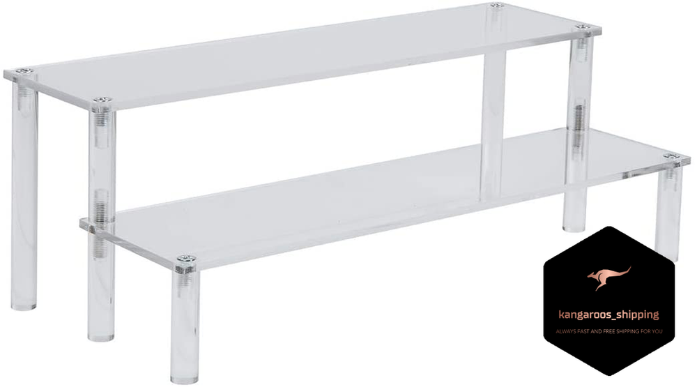 Clear Acrylic Display Riser 2 Tier Cupcake Stand Shelf for Decorations