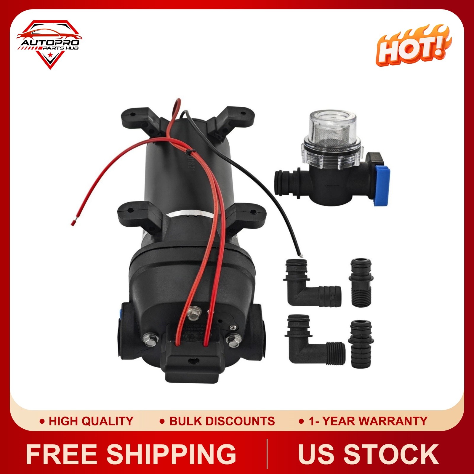 04325143A DC 12V Heavy Duty Deck Wash Pump 40 PSI 4.5 GPM For Flojet