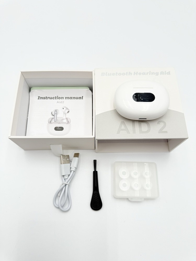 NVBOTY AID 2 Blluetooth Hearing Aid 2-In-1 Hearing Aid & Bluetooth Device, White