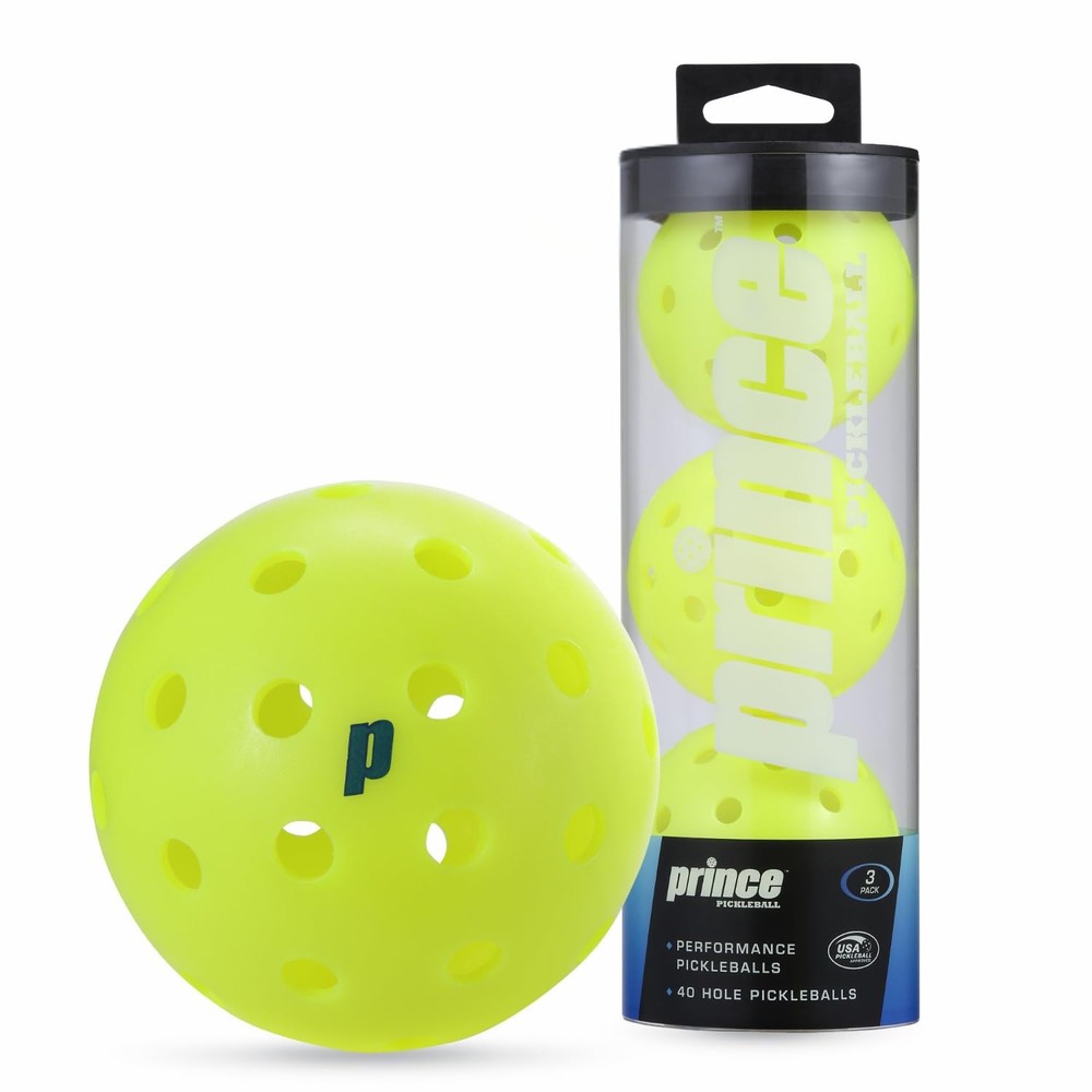 Prince - Performance Pickleballs, Optimized Pickleballs - 3 Pack, Yellow