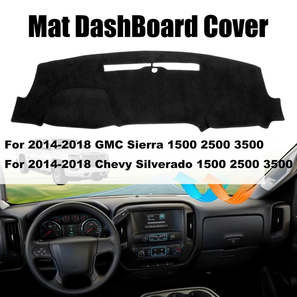 Black Dash Mat Cover Dashboard Pad for 2014 - 2017 GMC Sierra 1500 2500 3500