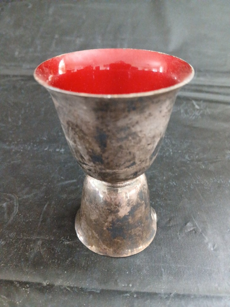 Reed & Barton Red & Green Silver Plated Double Jigger