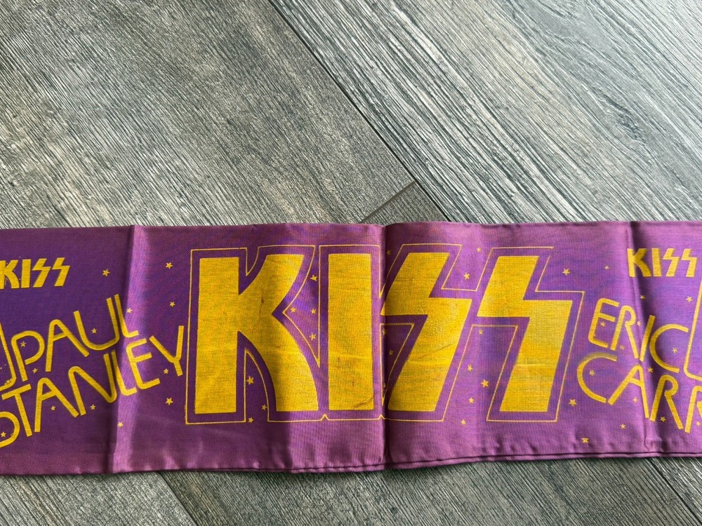 KISS Scarf Banner Purple Eric Carr Europe 1980 Vintage Kiss Aucoin Memorabilia