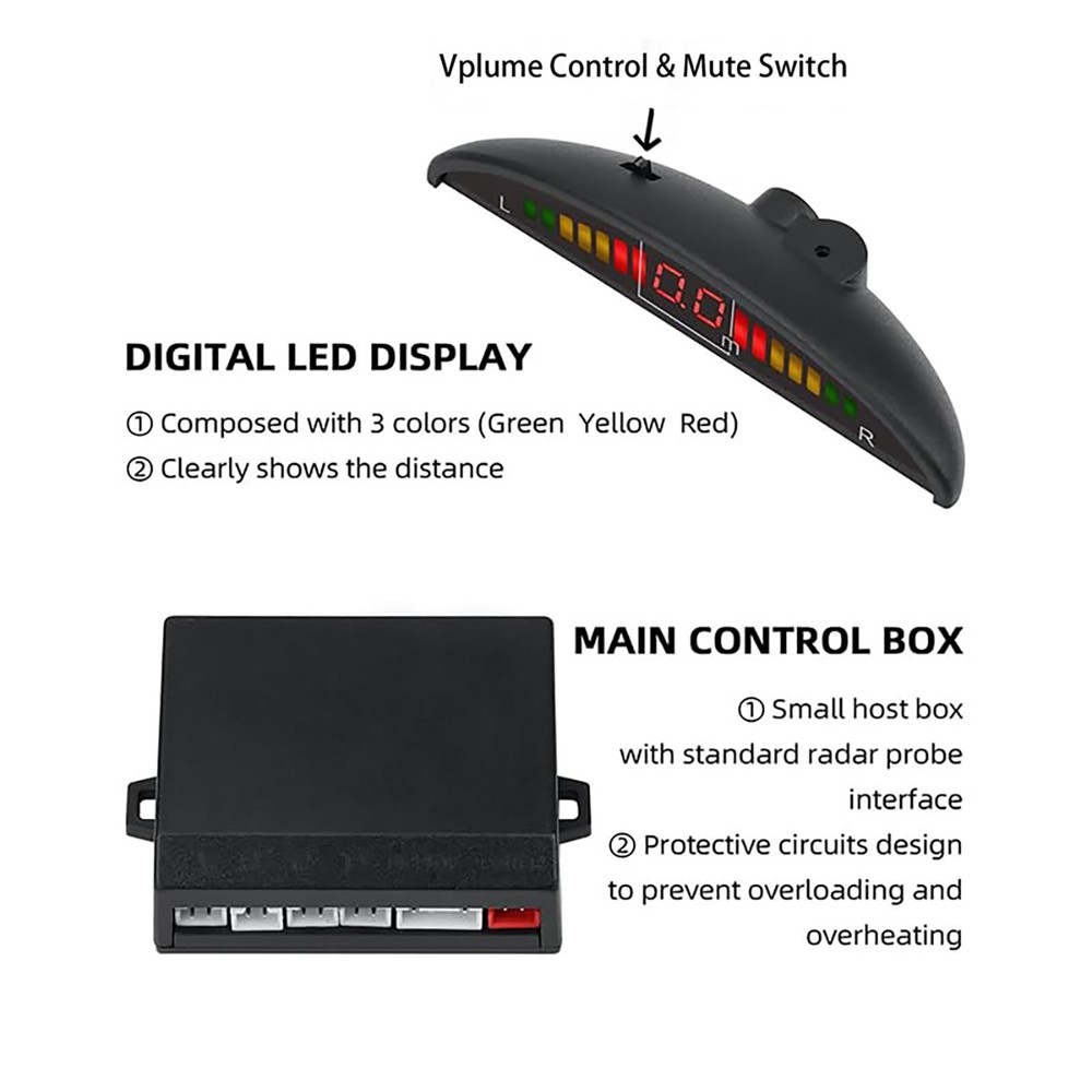 SANDETOUN Parking Sensor Kit Backup Sensor Kit Reverse Sensor for Car 18 Colo...