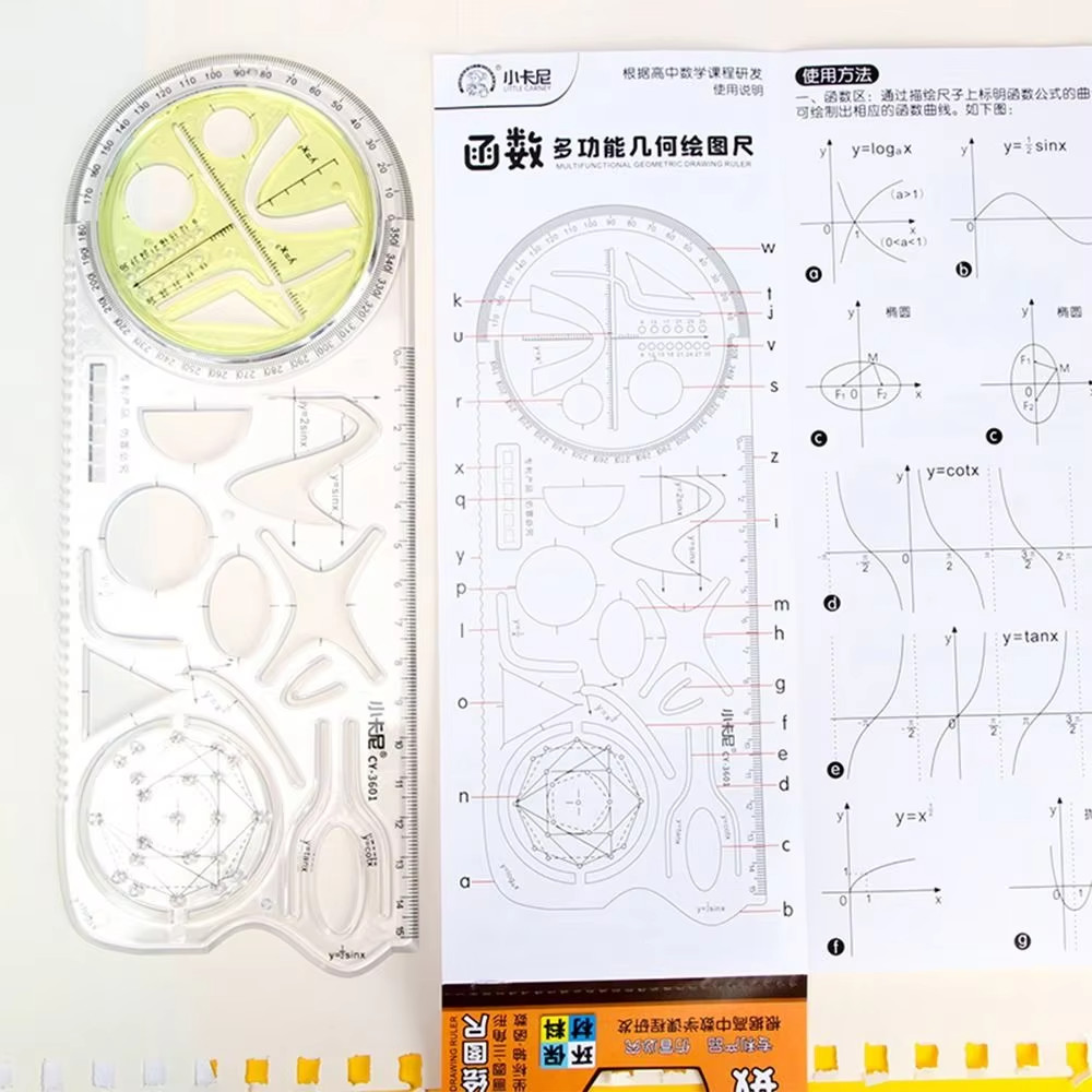 Rotary Multi-Function Geometry Ruler & Protractor | Precision Math Drawing Tool