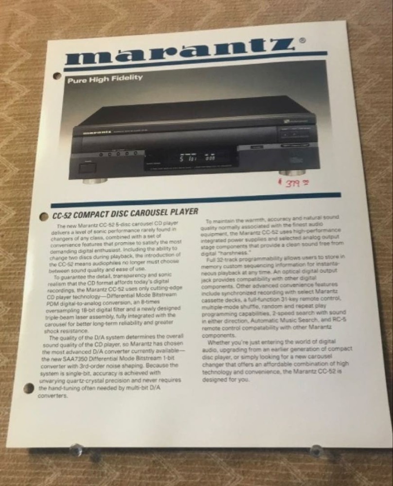 Marantz CC-52 5-Disc Carousel CD Player Philips Bitstream DAC FullyFunctional