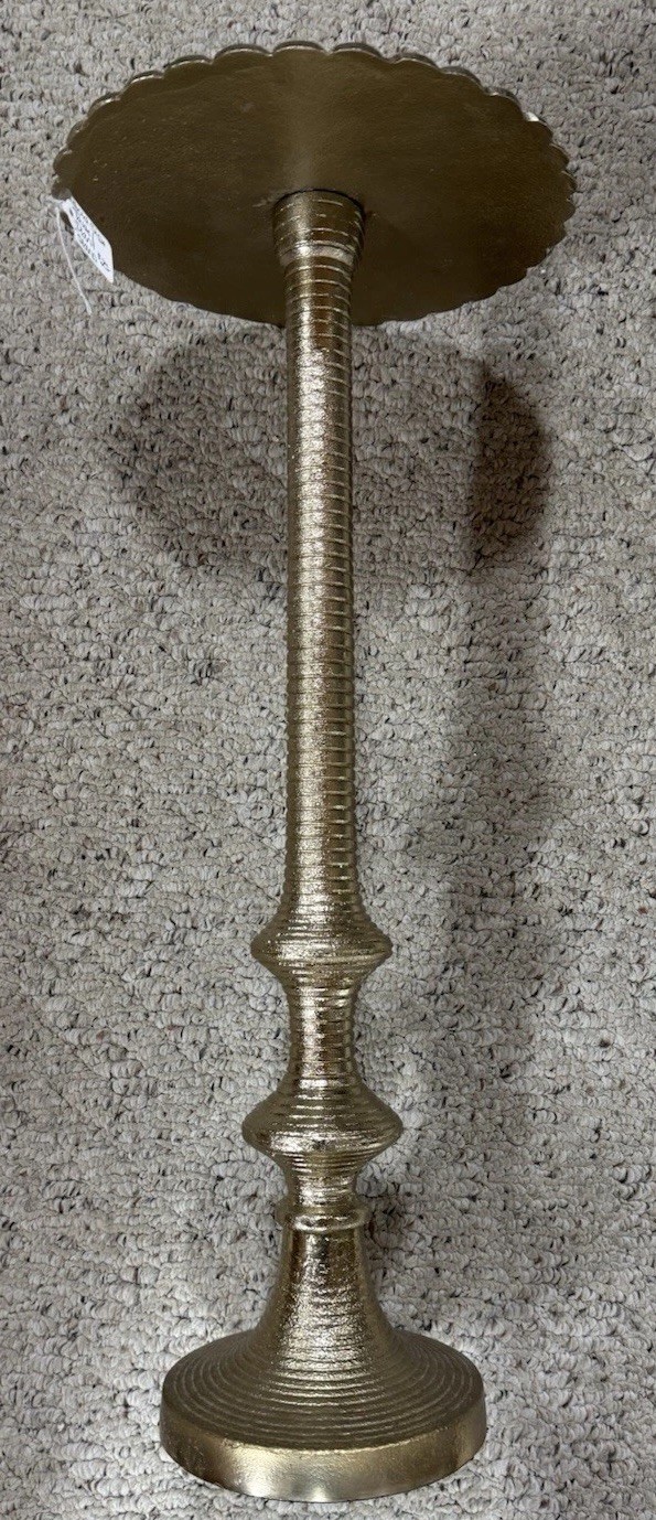 Gold Metal Plant Stand Pedestal Table 24” Tall Floral Top.