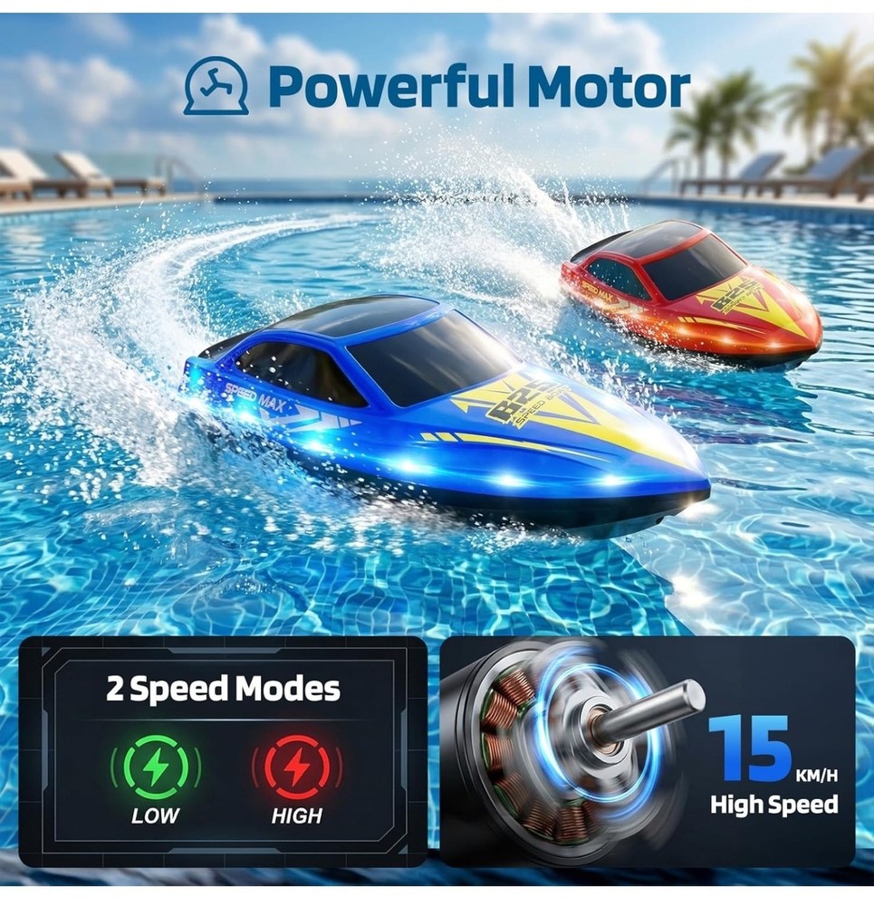 Remote Control Boat for Kids (Red & Blue)