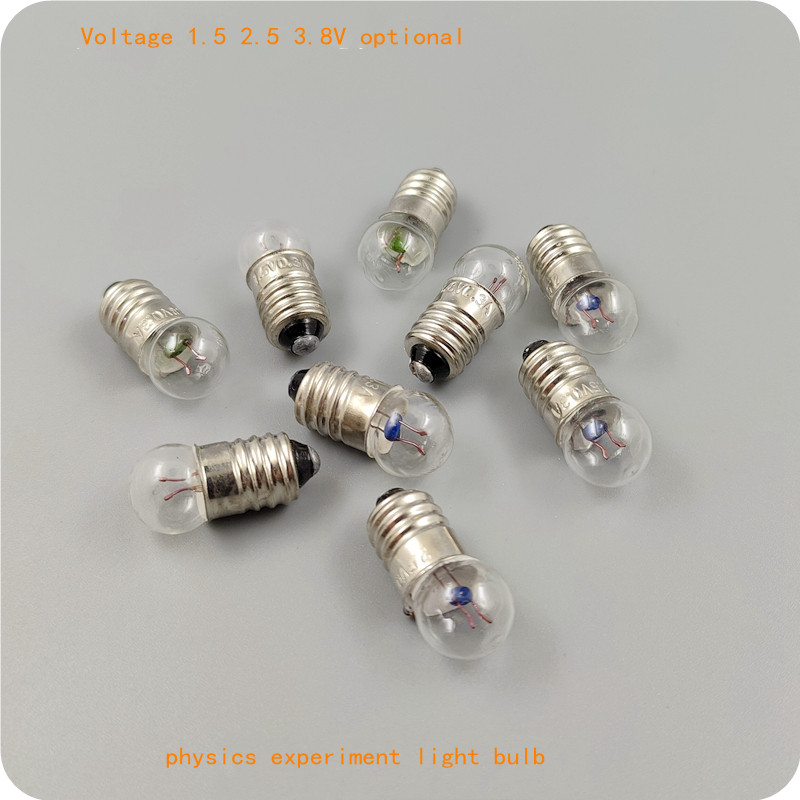 10pcs threaded small light bulb 1.5 2.5 3.8v0.3A physics experiment