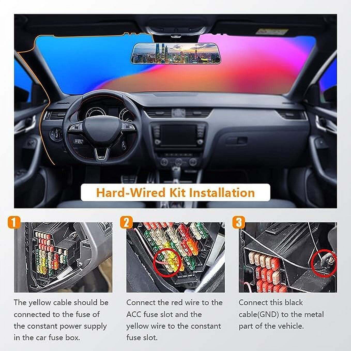 WOLFBOX Hardwire Kit for G840S/G930/G850/G900/I07 Dash Cam, Parking Monitor