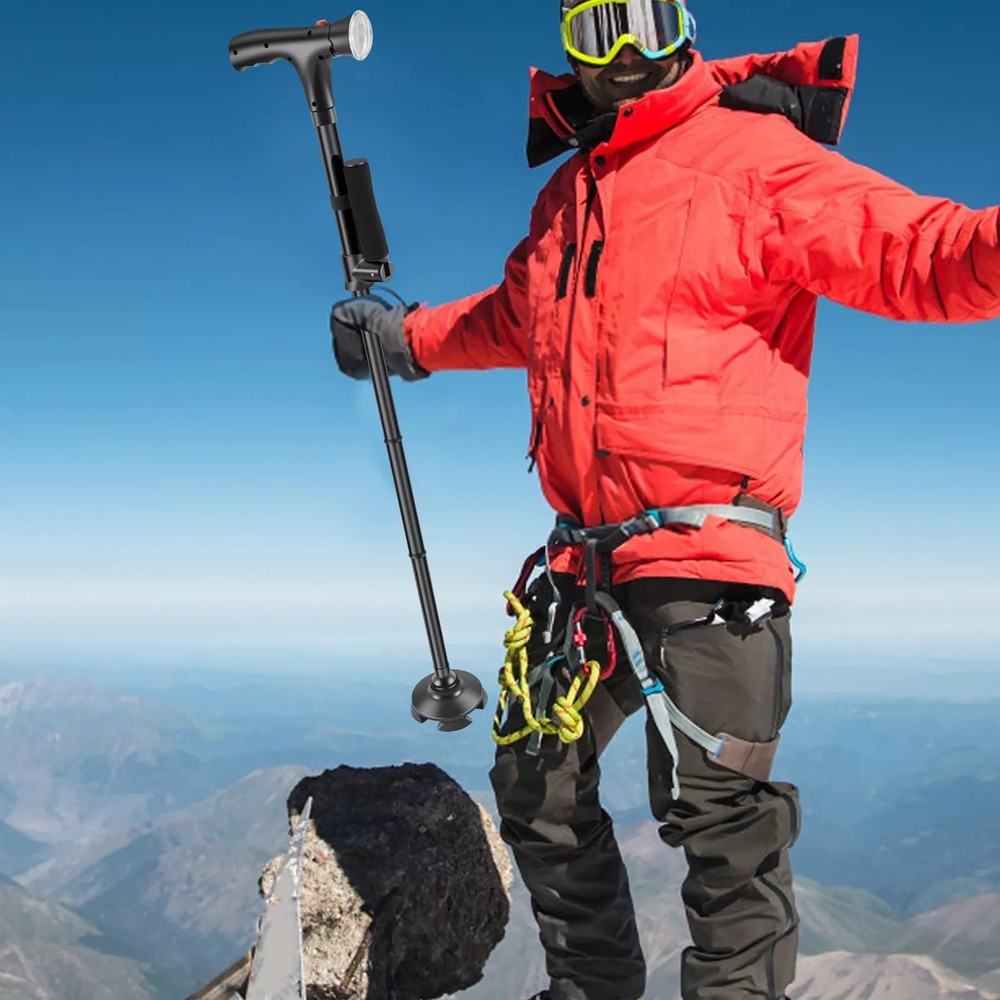 Portable Height-adjustable Walking Cane W/Side Handle Support 250lbs Capacity