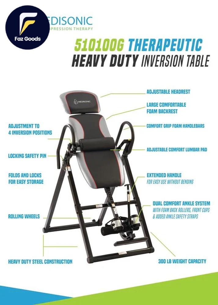 Inversion Table For Back Pain Relief W/ Adjustable Angles & Lumbar Pad Foldable