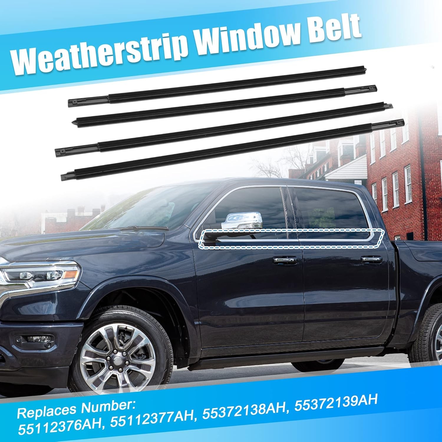 4pcs Weatherstrip Window Trim Seal Belt Car Outside Window Seal Belt for 1500 2