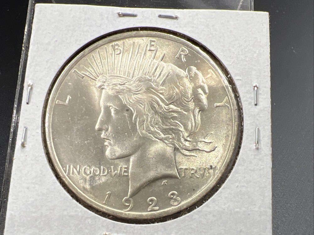 1923 P $1 Peace Silver Dollar Coin Reverse Lamination Error CH BU