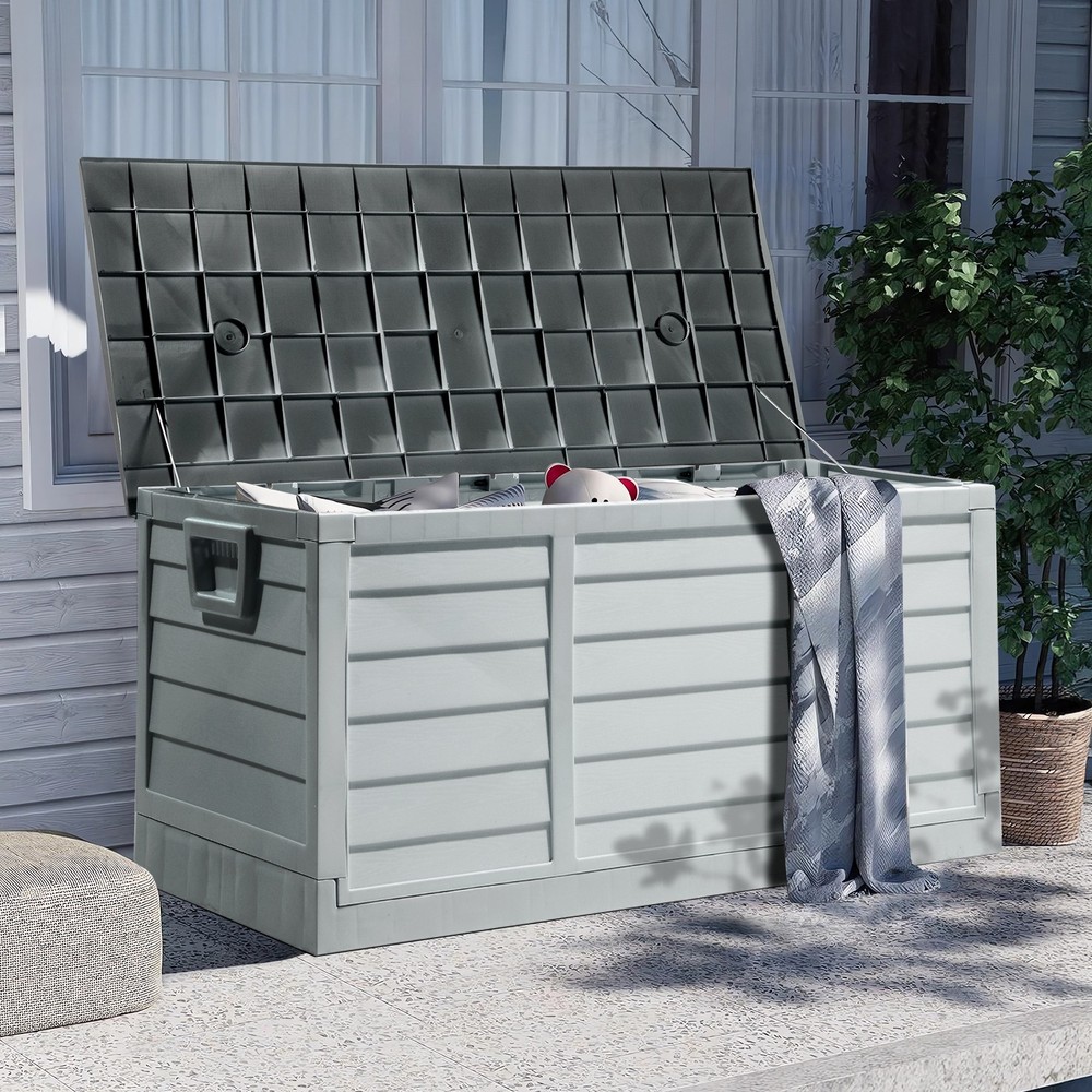 Protable Folding 75 Gallon Deck Box Outdoor Storage Box Patio Fast Installation