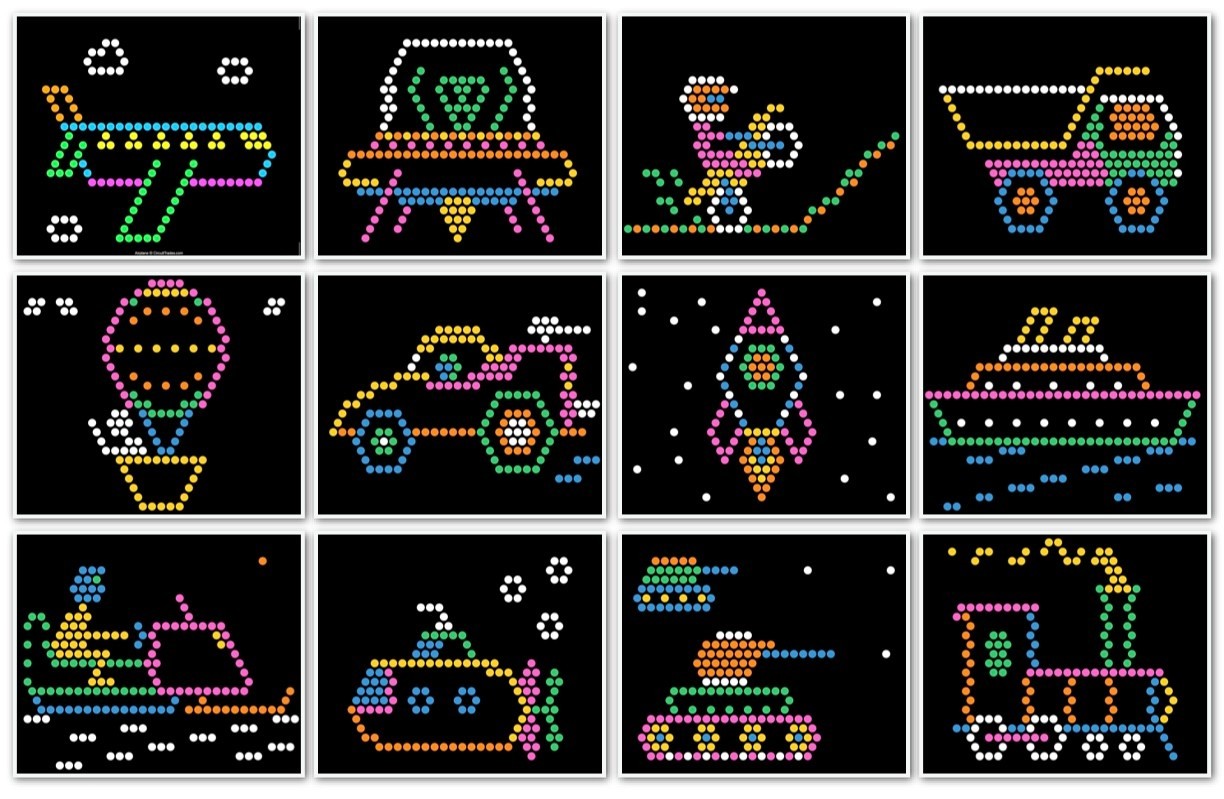 Paper Refill Sheets Template Patterns for Lite Brite Ultimate Classic - Vehicles