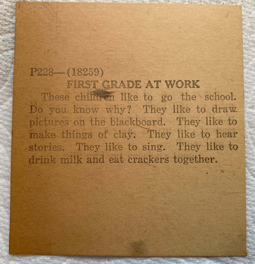 KEYSTONE MAGIC LANTERN SLIDE 228 FIRST GRADE AT WORK 1920s