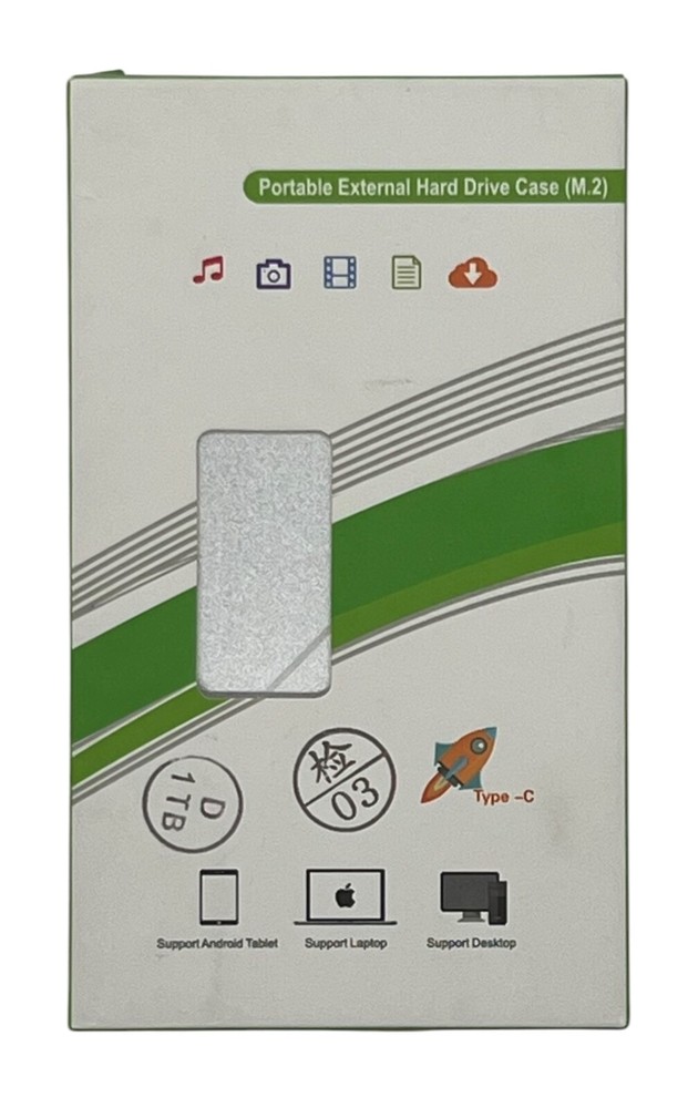 NEW Portable External Hard Drive Case (M.2) 1 TB - D Silver