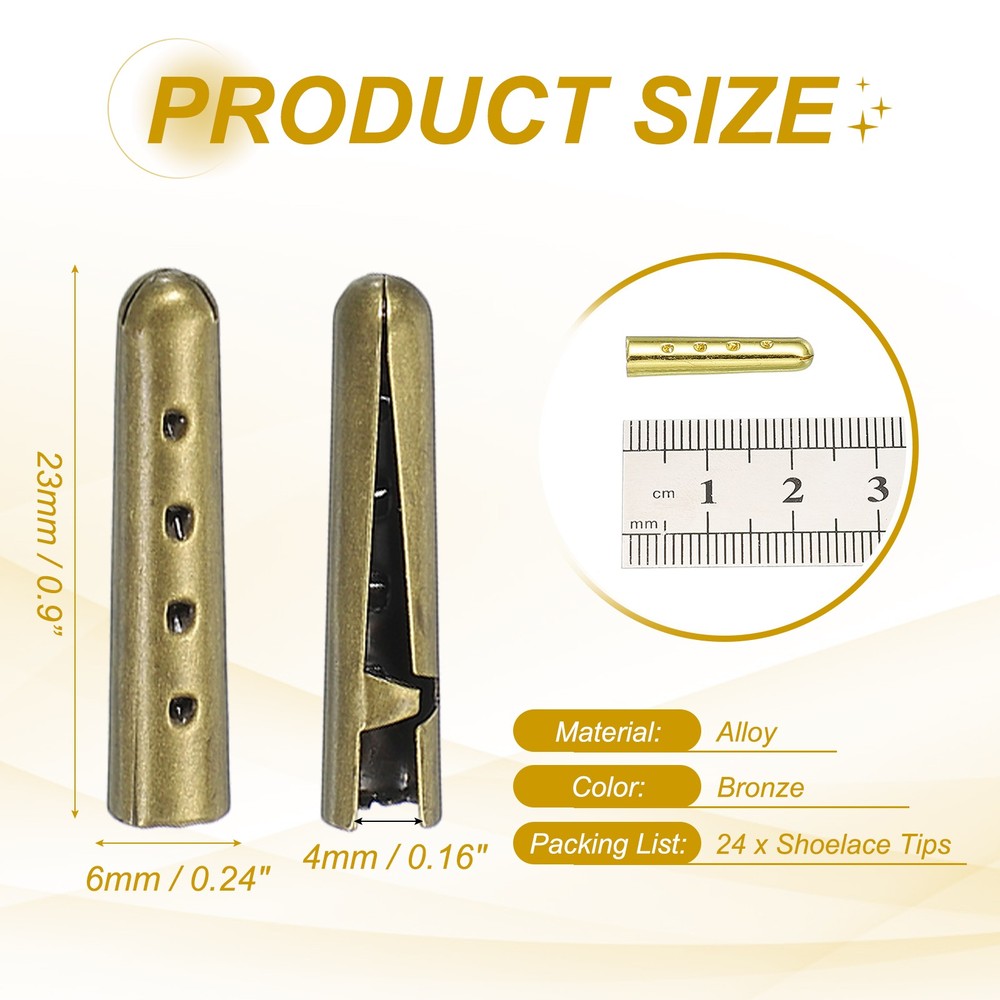 24Pcs 23mm Open Mouth Lace Tips, Bronze