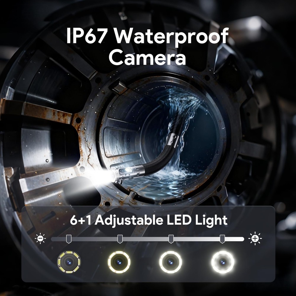 Dual Lens Borescope Camera with Light, Two-Way Articulating Borescope, 5" IPS...