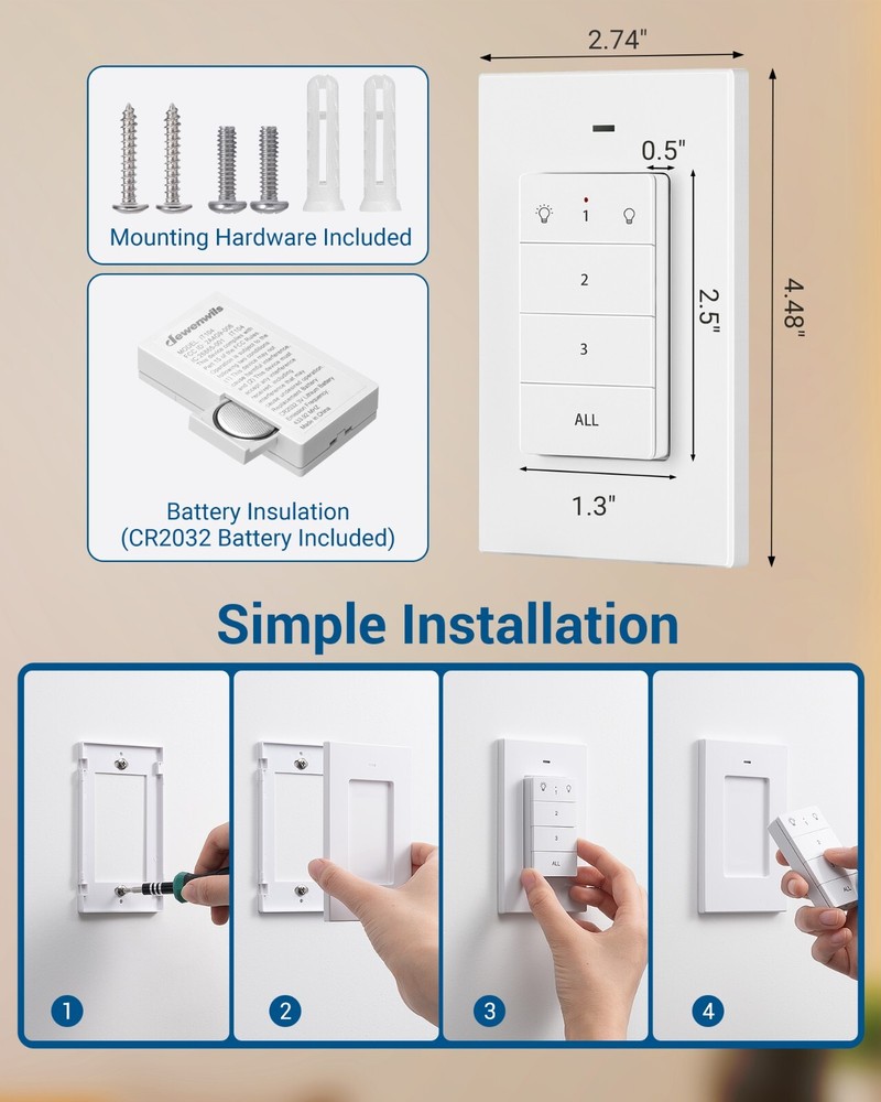 DEWENWILS Remote Control Light Socket, Wireless Light Switch 3 Socket 1 Controll