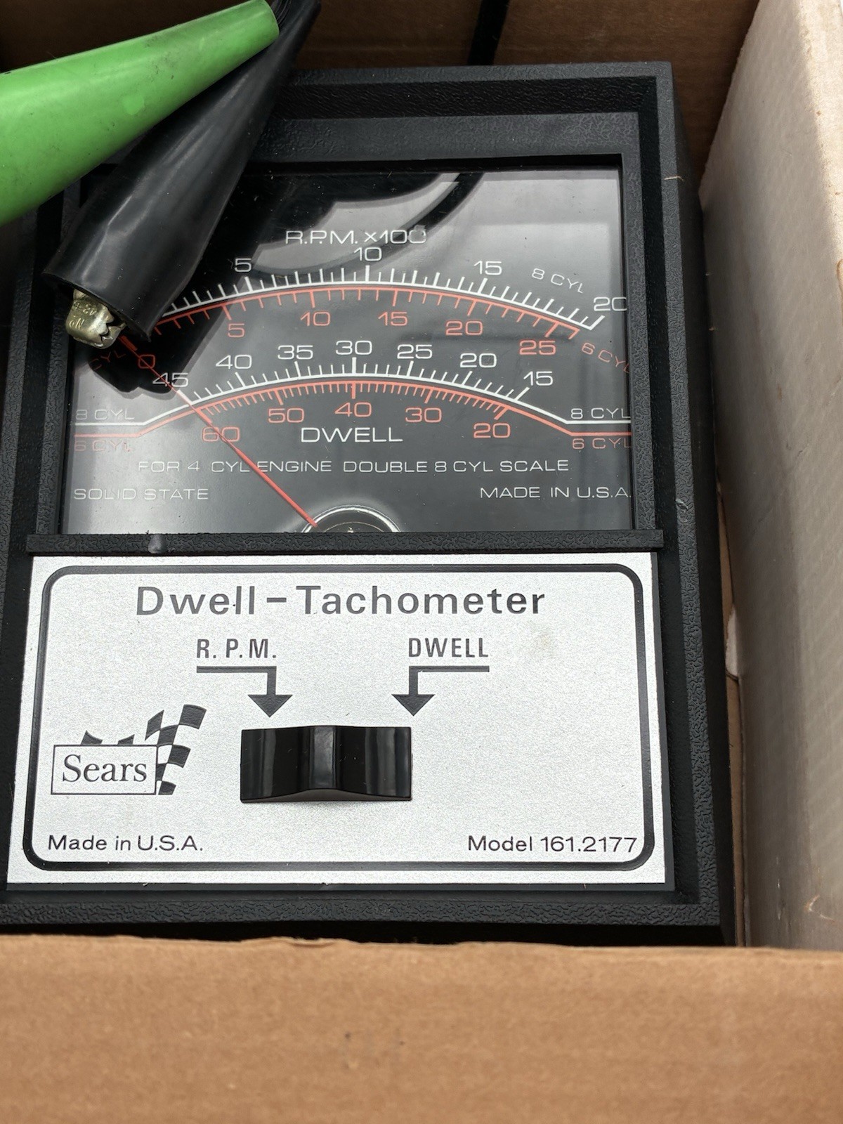 Vintage Sears Dwell Tachometer Model 28-2177 w/ Box Manual Diagnostic Meter
