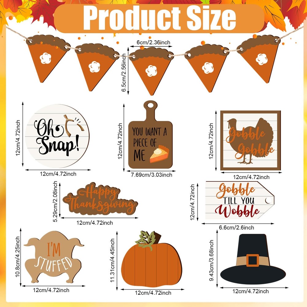 19 Pcs Fall Tiered Tray Decor Set Thanksgiving Decorations Pumpkin Maple Leaf...