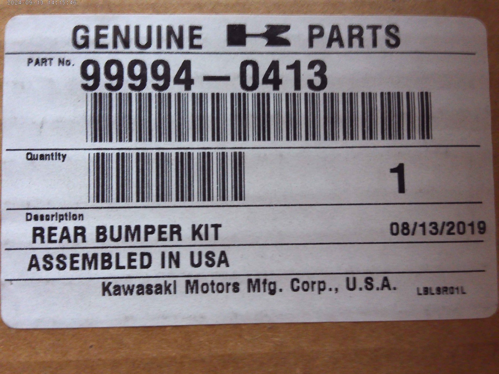 Kawasaki Rear Bumper 99994-0413. Fitment in Description