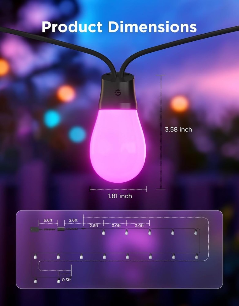 Govee Outdoor S14 Bulb String Lights 2 - 48ft