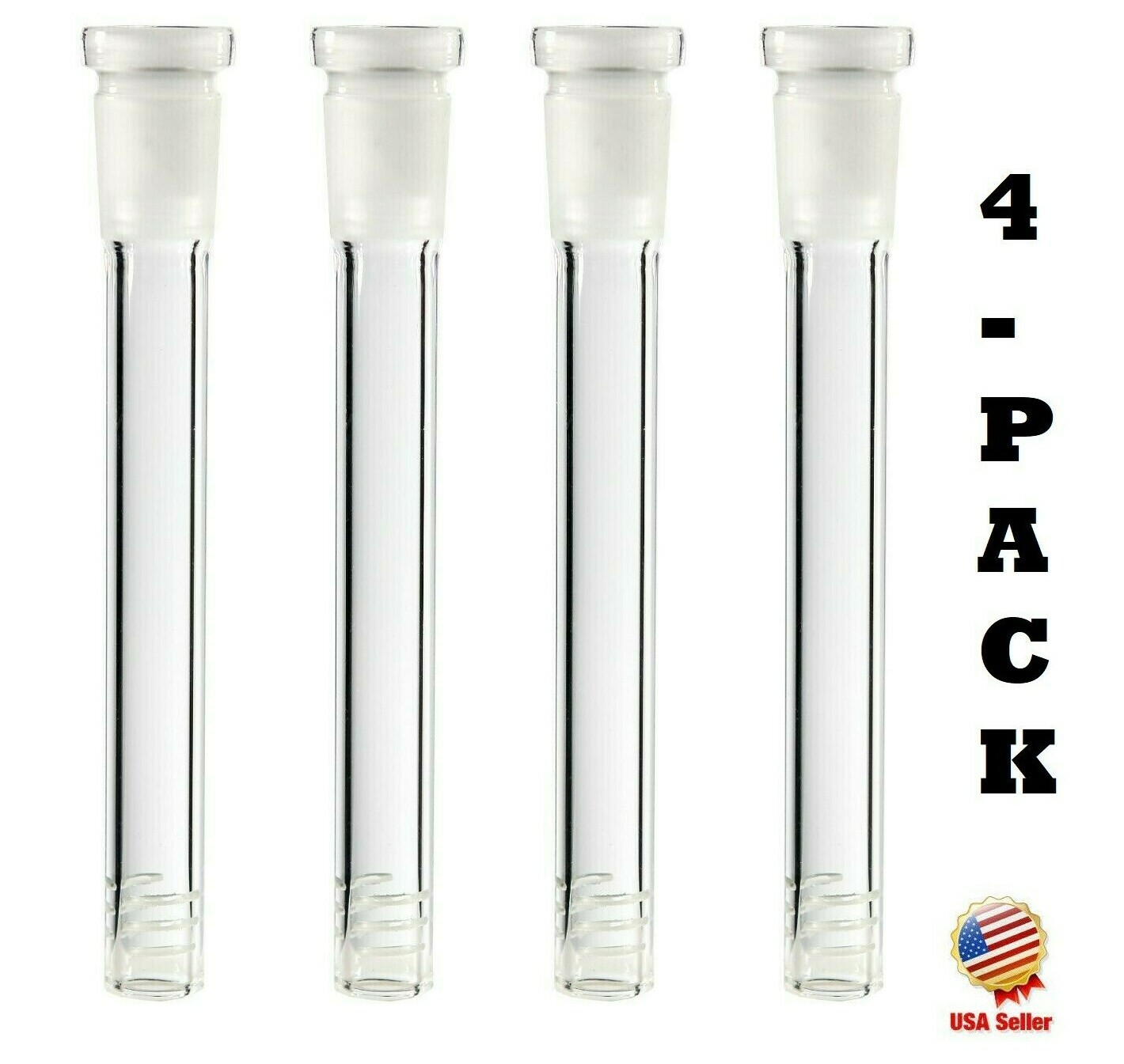 4-Pack 2.5 inch (Full Length: 3.8 Inch) Glass Downstem (18mm x14mm)