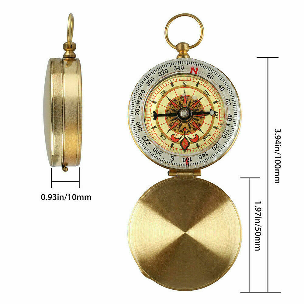 2Packs Portable Compass Brass Keychain Watch Pocket Outdoor Camping Hiking