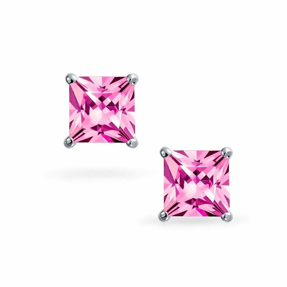 2 ct. Genuine Sapphire Princess Stud Earrings in Solid Sterling Silver