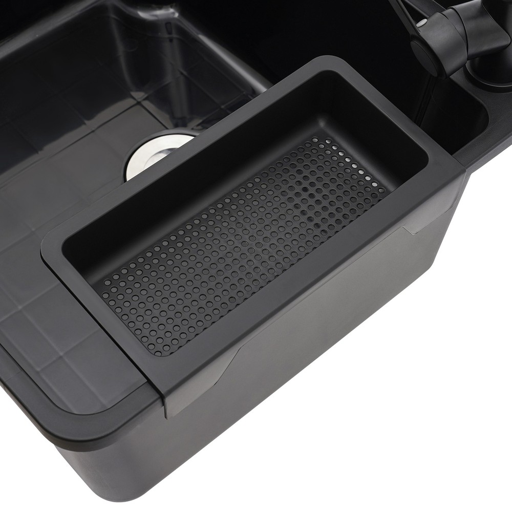 Wall-Mounted Bathroom Sink, Modern Laundry Sink, Rectangular Utility Sink Black