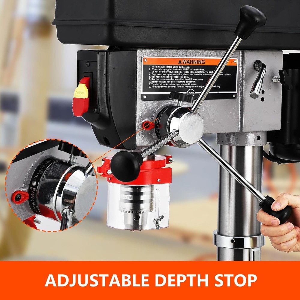 13in. Benchtop Drill Press, 7.5A 120V,Variable Speed Cast Iron Bench Drill Press