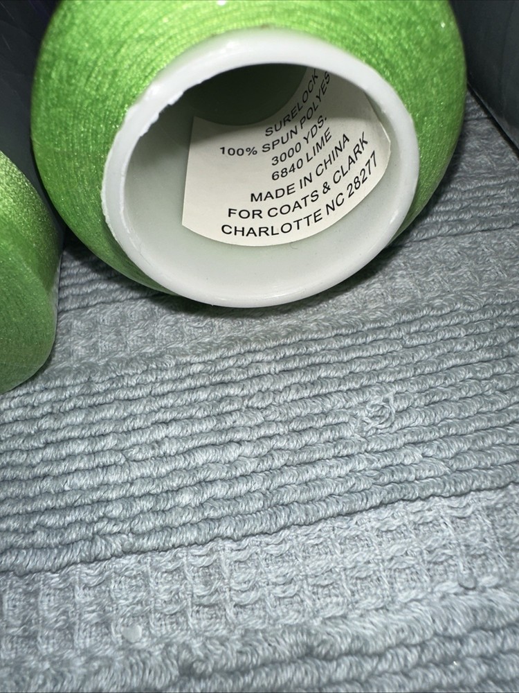 Coats Surelock 5 Spools 6840 Lime Polyester Thread, Multi-purpose, 3000 Yds