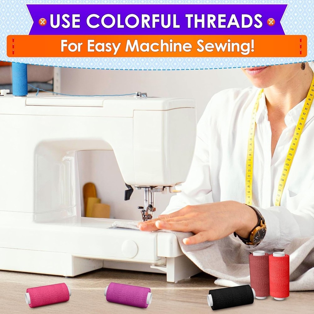 36-Piece Bright Polyester Sewing Thread Set - 250 Yards Each for Versatile Cr...