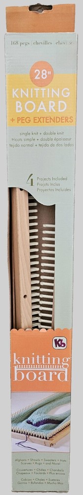 28" KNITTING BOARD + PEG EXTENDERS Kit single knit + double In Box Solid Wood