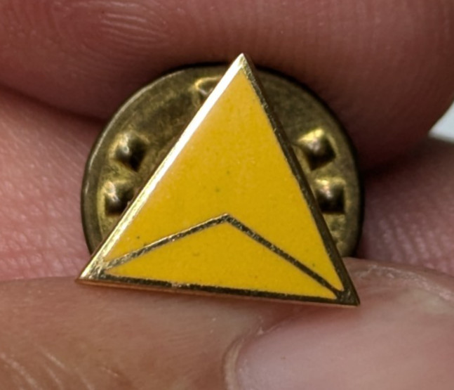 Yellow & Gold Triangle Delta - Metal Lapel / Hat Pin