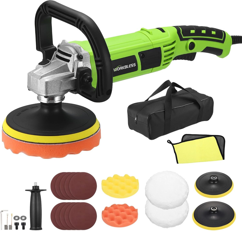 Buffer Polisher, 1600W 6 Inch/7 Inch Rotary Car Buffer Polisher Wax, 7 Variable