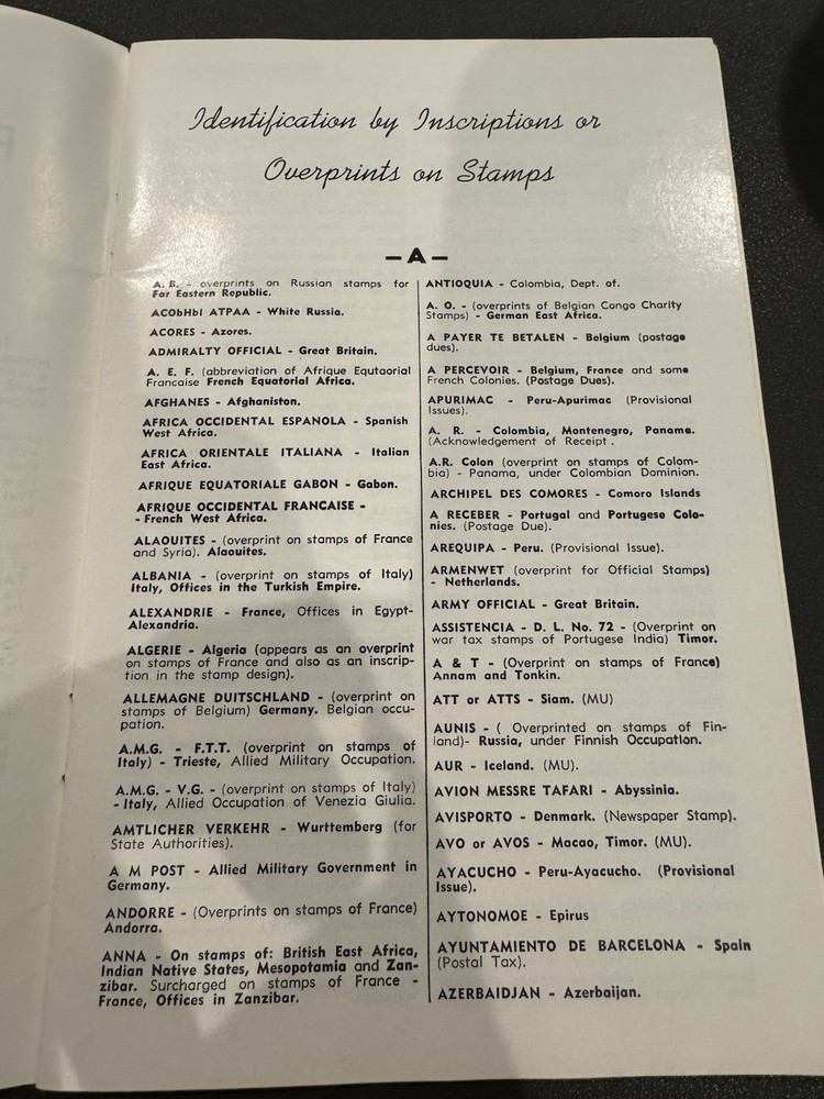 White Ace Postage Stamp Identifier 1963 w A Dictionary Of Philatelic Terms