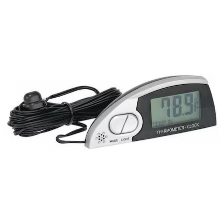 Bell 37035-8 In/Out Thermometer/Clock, Lighted, Silver