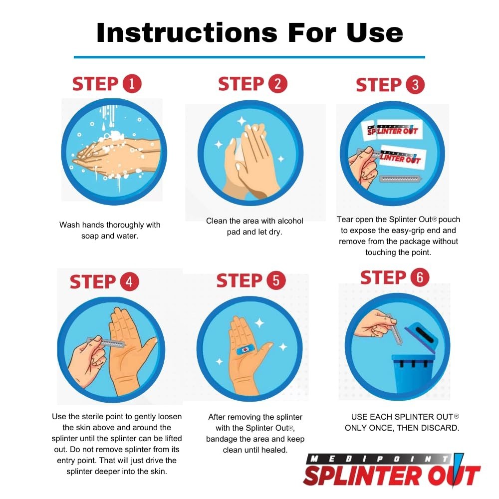 Portable Splinter Out Splinter Remover - 20 Pack for Fast, Safe Splinter Relief