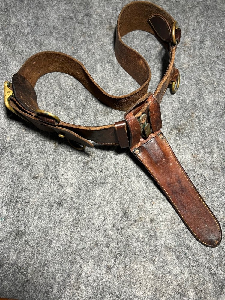 WWII Canadian Sam Browne Leather Service Belt with Sheath