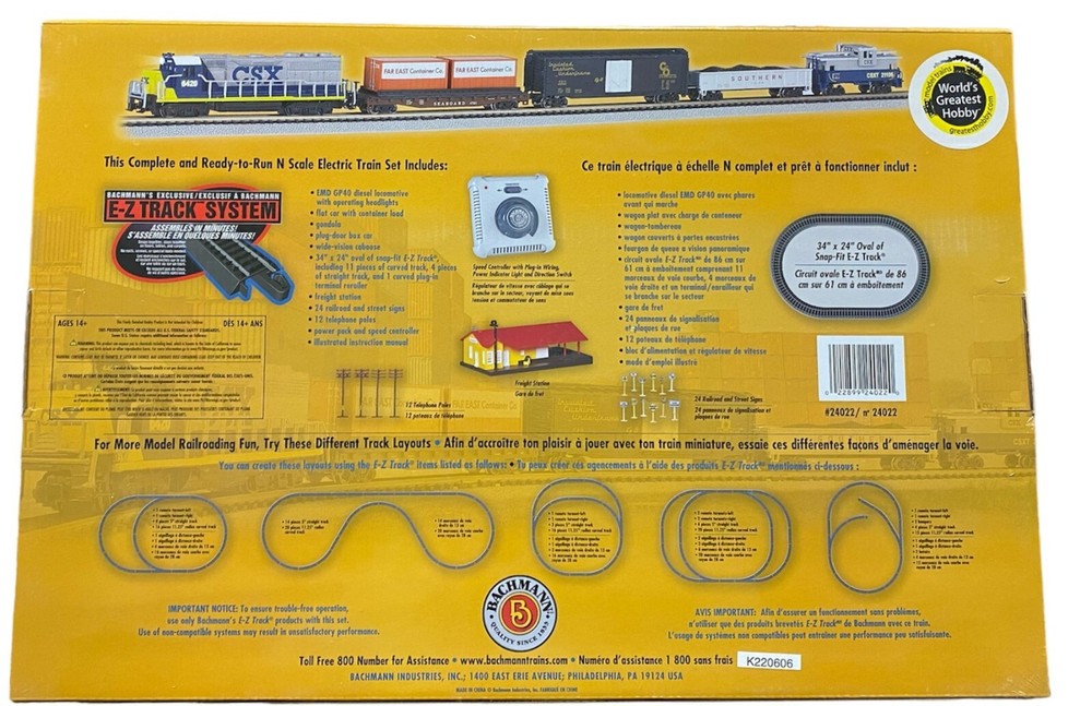 N Scale Bachmann 24022 CSX Freightmaster Train Set w/E-Z Track