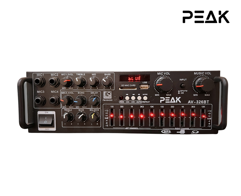PEAK Karaoke Amplifier with Bluetooth & 2 Wireless Mics with ECHO and VOLUME