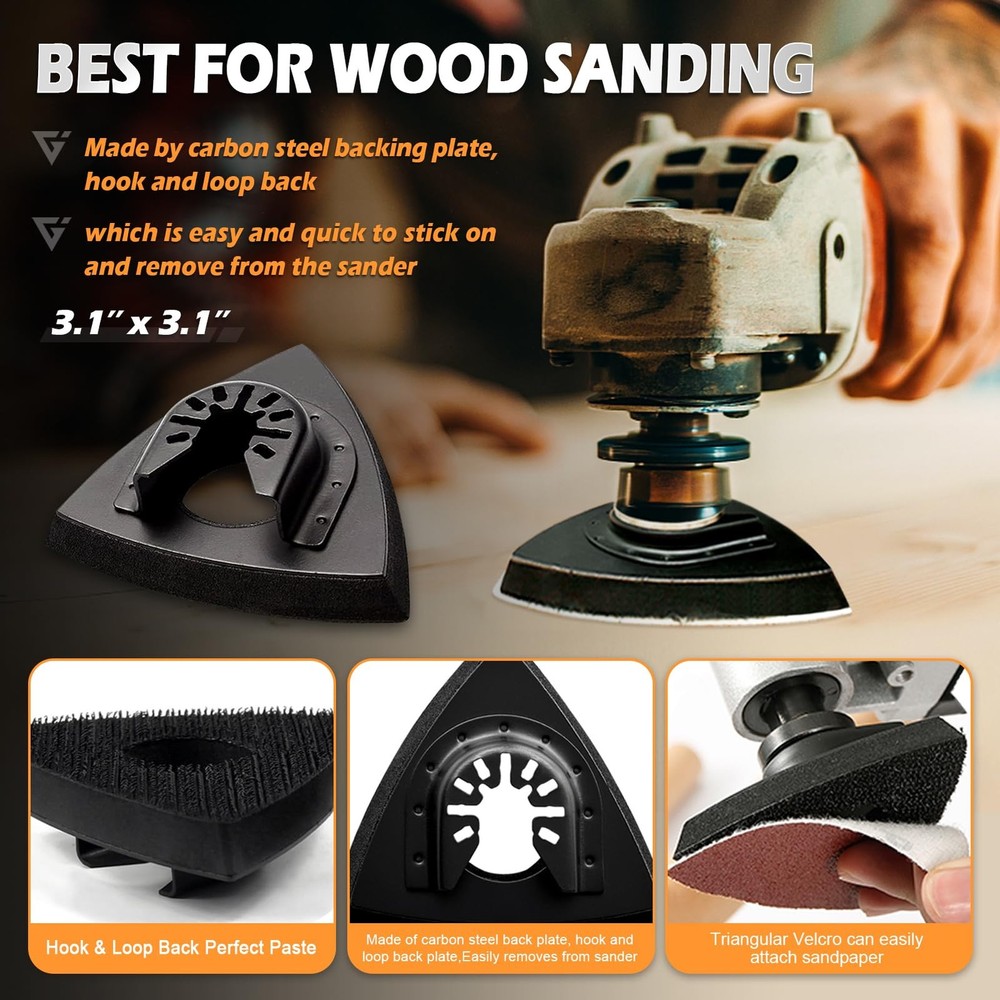 Sanding Pads Kit 260pcs Multi Tool Sanding Attachment 5pcs Triangle & Finger