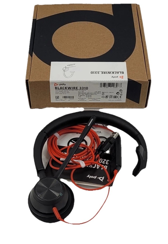 Poly Blackwire 3310 Monaural USB-C Headset Plus Adapter 8X215AA