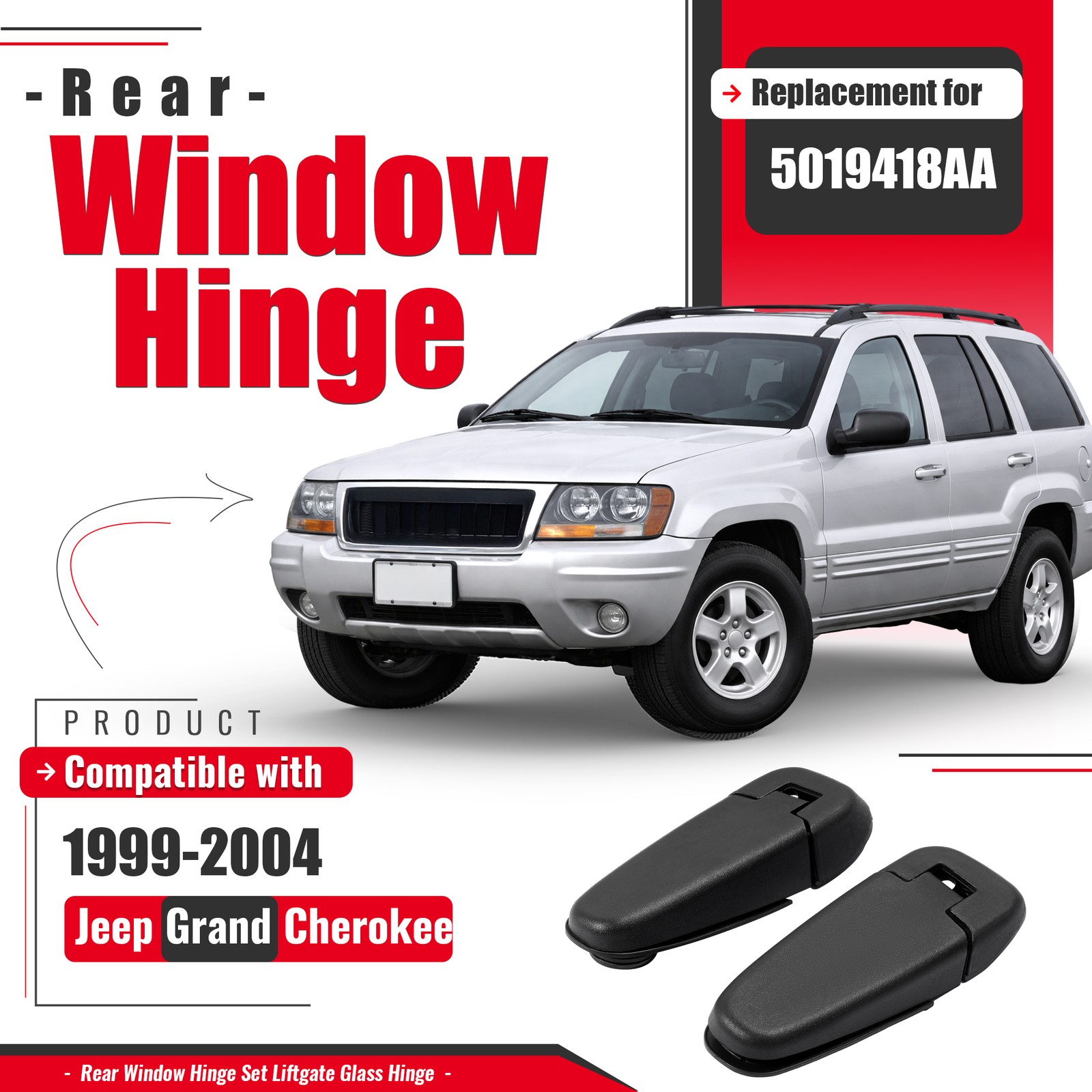 New Rear Window Glass Hinges Liftgate For Jeep Grand Cherokee 1999-2004 Textured